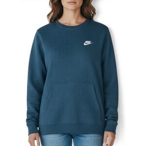 Nike Sweatshirt Blue Crewneck Pullover Fleece Logo Size XL